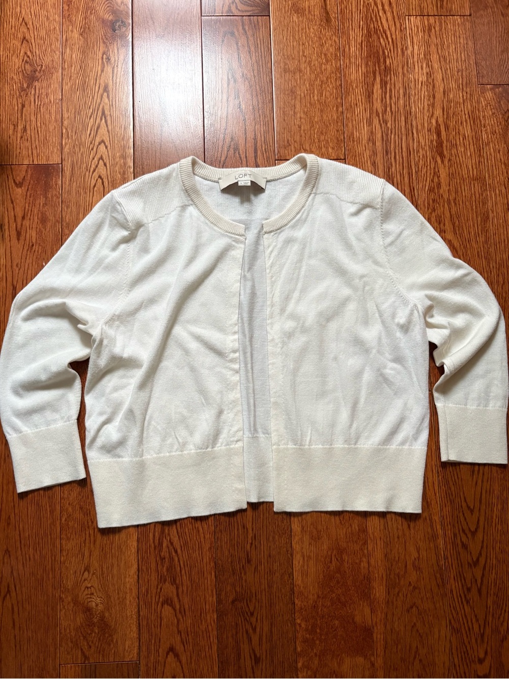 LOFT Cream Open Front Cardigan
